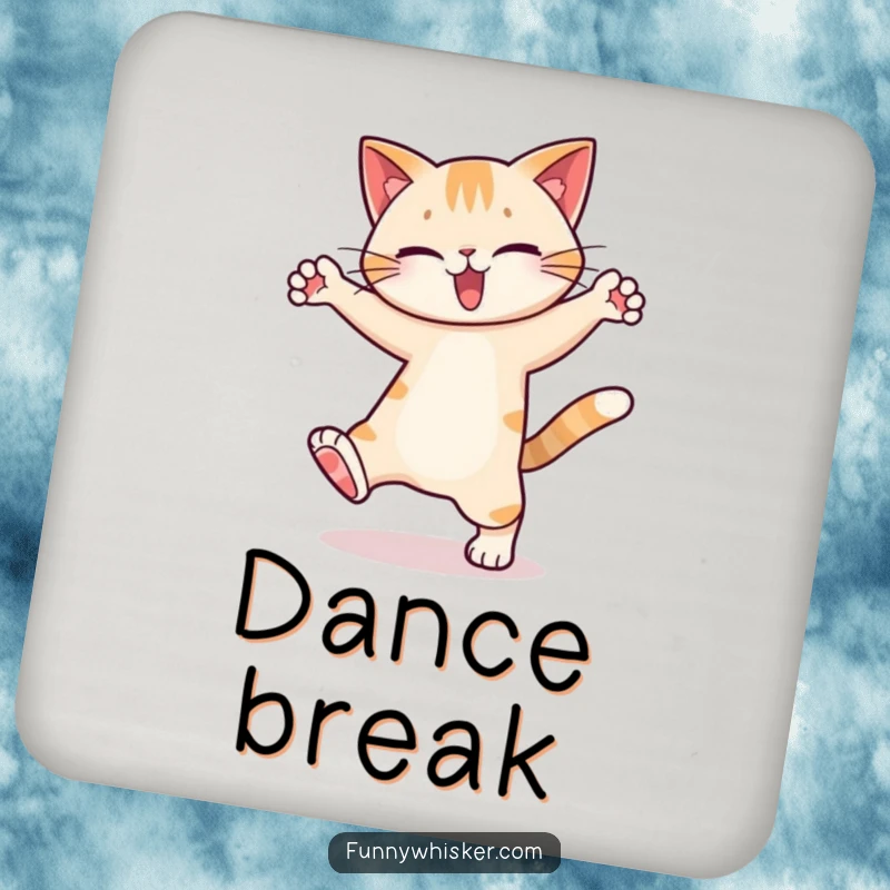 Funny Coaster: A cat character performing a silly dance with exaggerated leg movements.