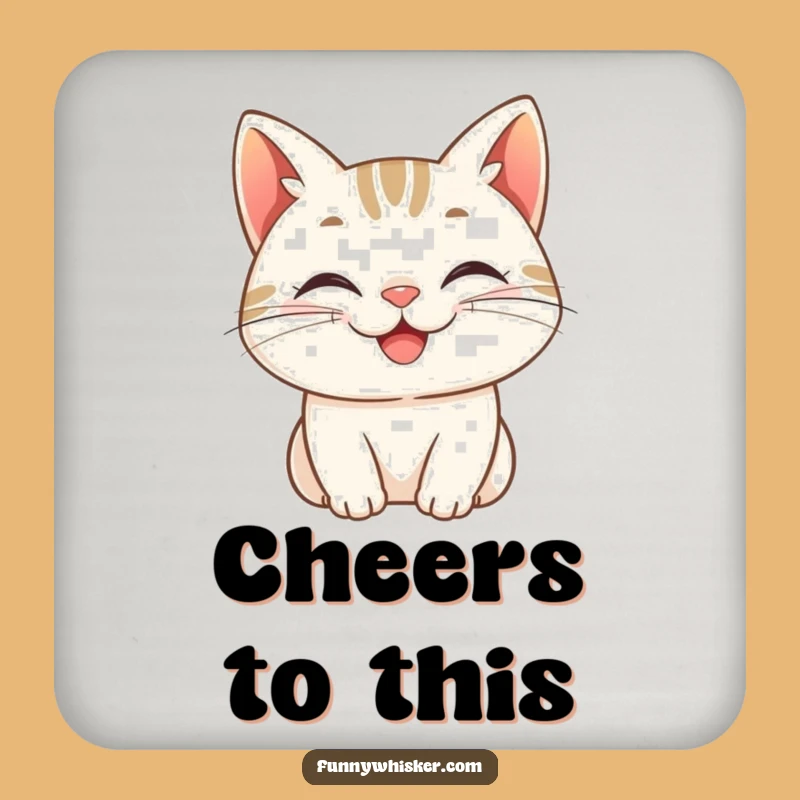 Funny Grinning Cat Coaster: Sip with a Smile, Practical Funny Gift