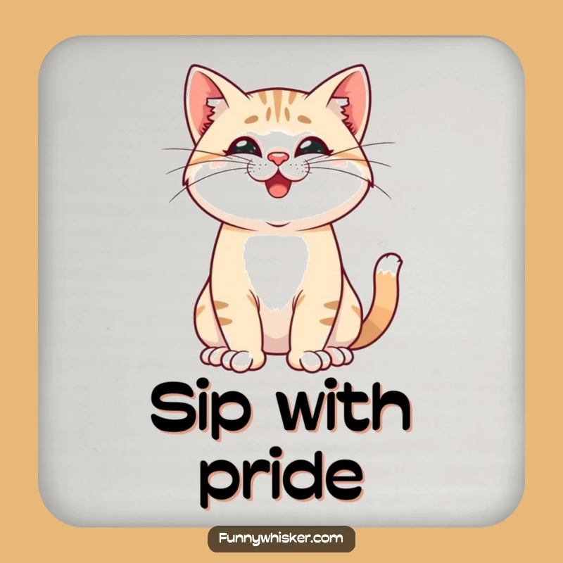 Funny Proud Cat Whiskers Coaster: Protect Tables with Playful Pride