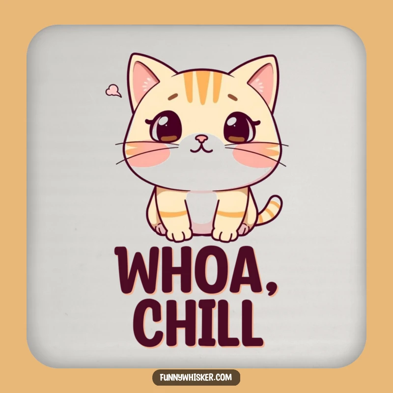 Funny Surprised Cat Drink Coaster - Whiskers Recoil Humor