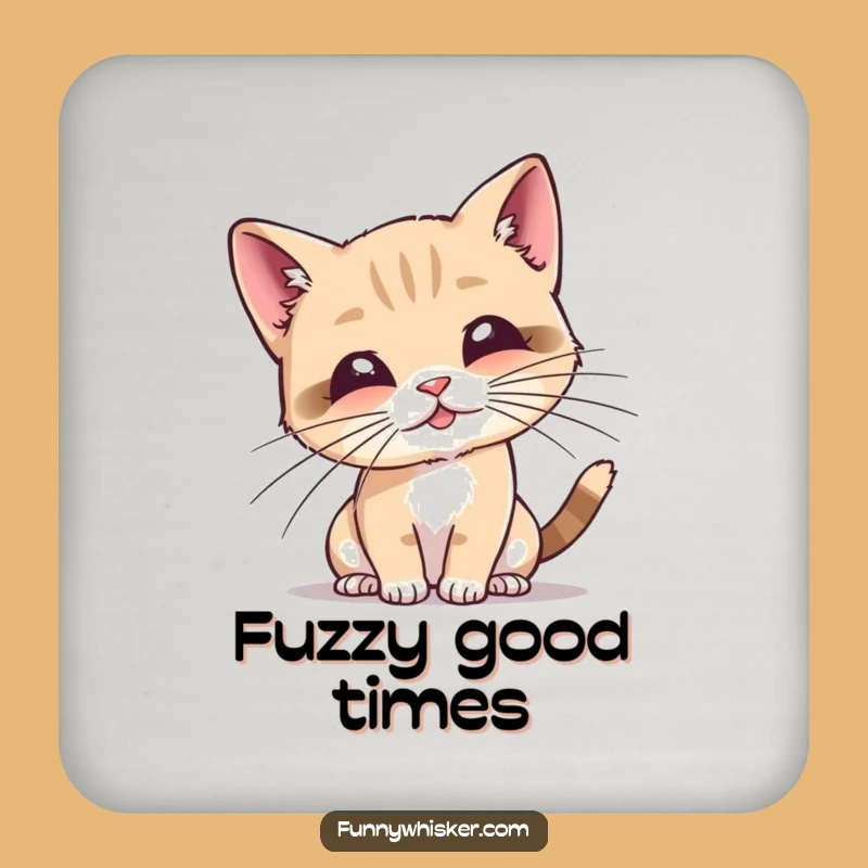 Funny Cat Whiskers Coaster: Protect Surfaces with Tiny Feline