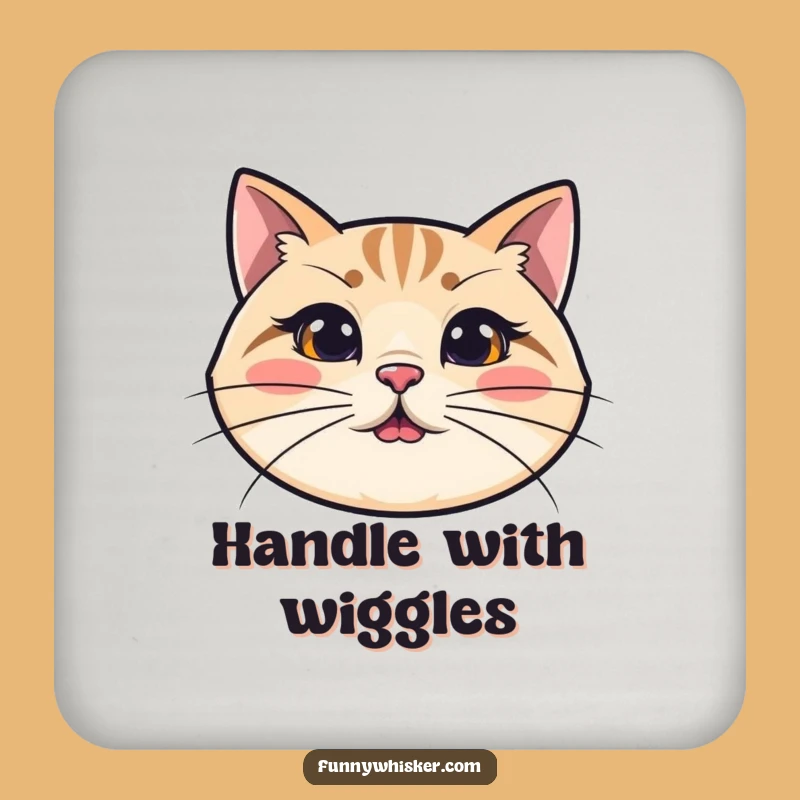 Funny Cat Coaster: Long Wiggly Whiskers - Protect Surfaces with Humor Gift