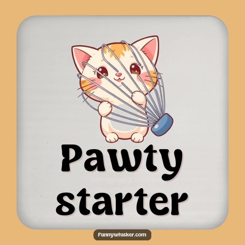 Funny Whisk Cat Coaster Set - Protect Surfaces with Hilarious Feline Style