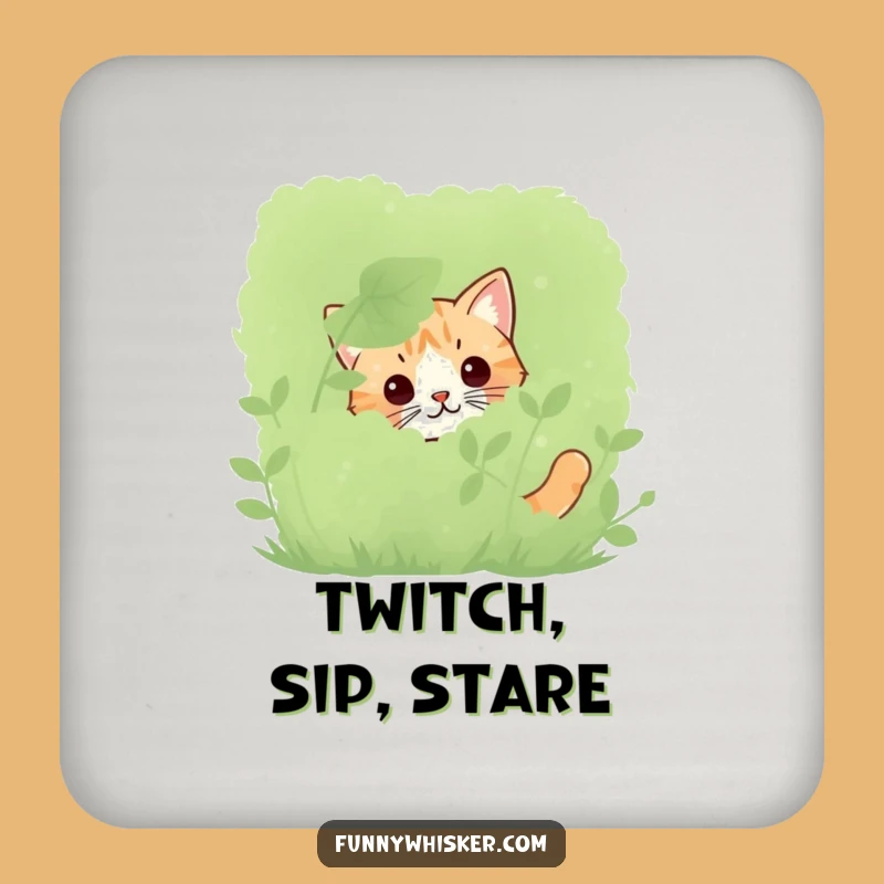 Funny Peeking Cat Whiskers Coaster Set: Protect Surfaces with Feline Mystery