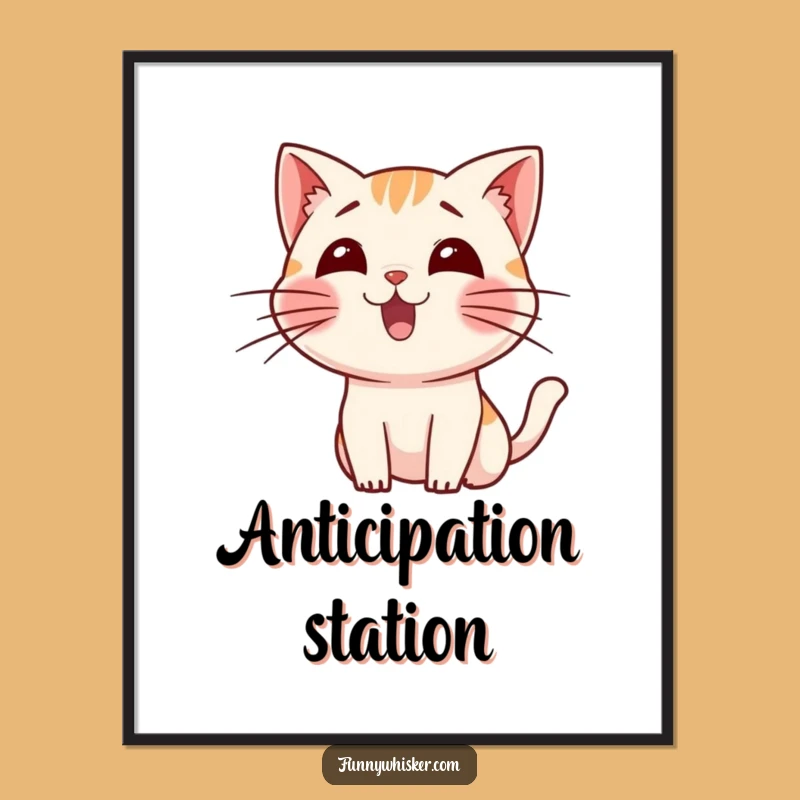 Funny Cat Whiskers Poster: Excited Feline Art Print Gift for Walls