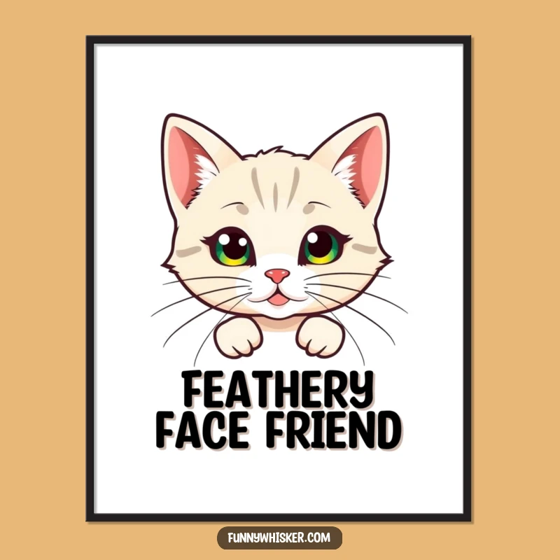 Funny Whiskers Cat Print: Enigmatic Peek Poster, Perfect Funny Gift