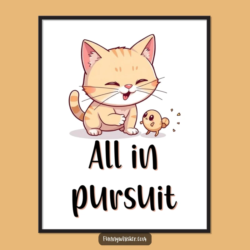 Funny Dust Bunny Hunter Cat Poster: Animated Art, Wiggling Whiskers, Ideal Funny Gift