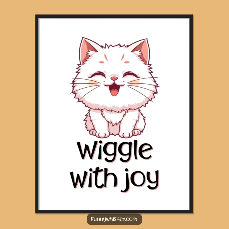 Funny Fluffy Cat Poster: Exaggerated Whiskers Art, Perfect Wall Gift