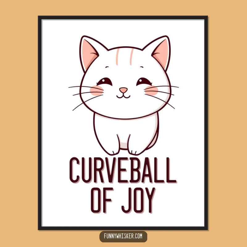 Funny Minimalist Cat Whisker Poster: Playful Curve Art - Gift