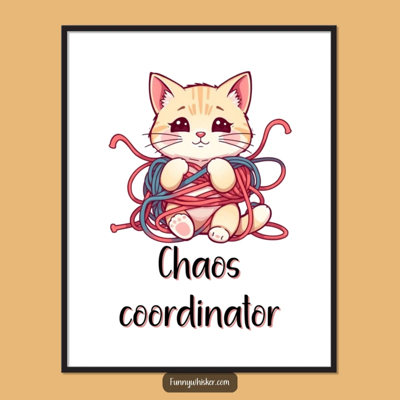 Funny Yarn Cat Poster: Whimsical Art for a Laugh, Perfect Funny Gift