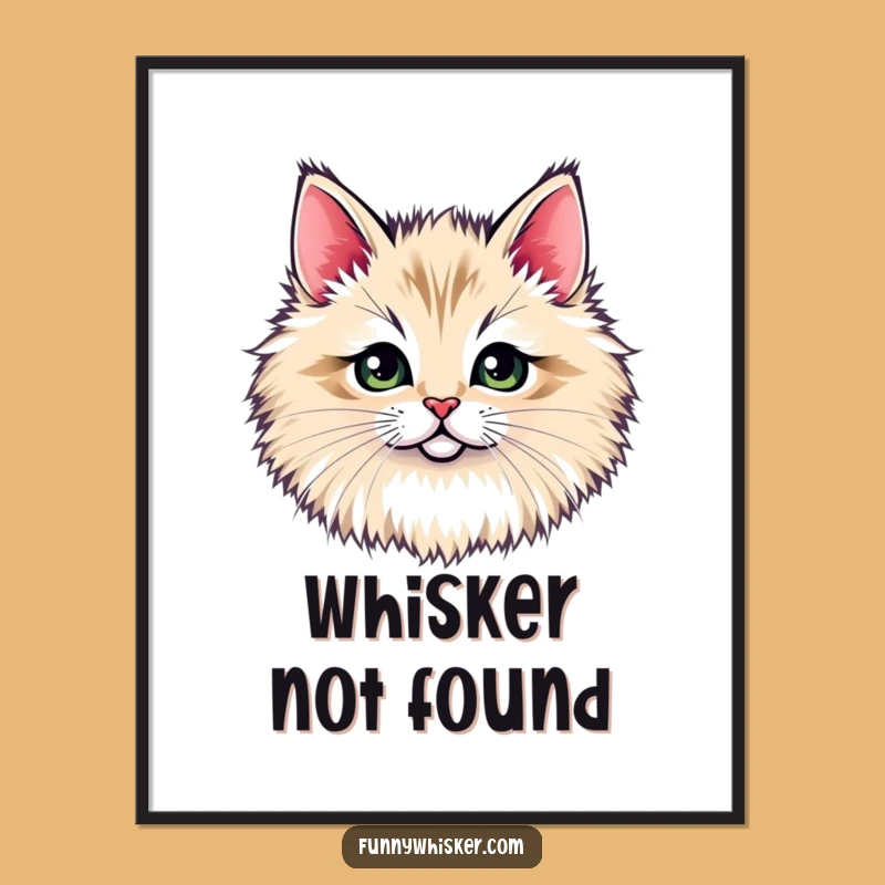 Funny Cat Whisker Poster - Peek-a-Boo Kitty Art!