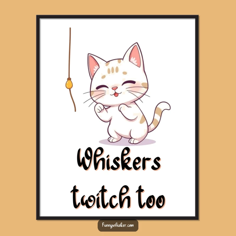Funny Cat Whiskers String Play Poster - Adorable & Hilarious Wall Art