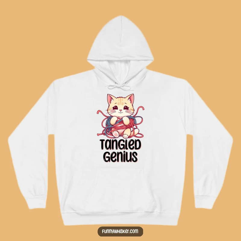 Cozy Funny Yarn Cat Hoodie: Mischievous Whiskers Askew, Ultimate Funny Gift