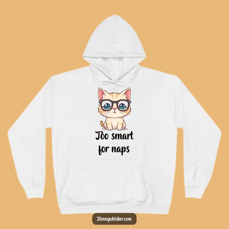 Funny Cat Spectacles Hoodie - Cozy Whiskered Feline Sweatshirt for Warm Chuckles