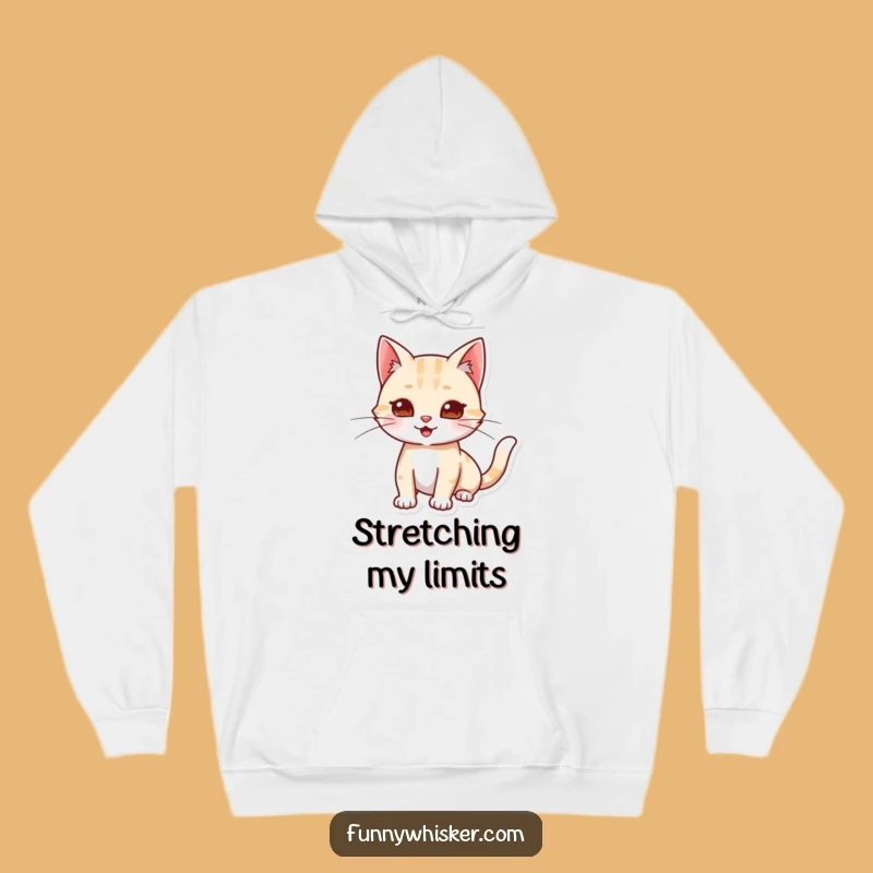 Funny Cat Stretching Hoodie: Cozy Playful Whiskers Sweatshirt Gift