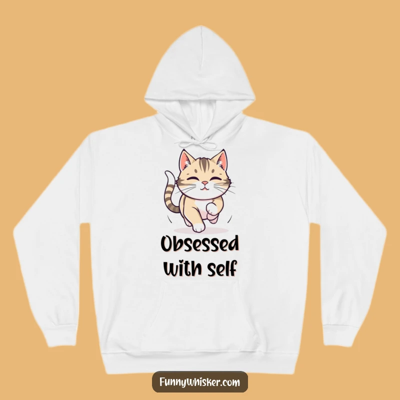 Funny Cat Tail Chase Hoodie: Focused Whiskers Sweatshirt, Cozy Funny Gift