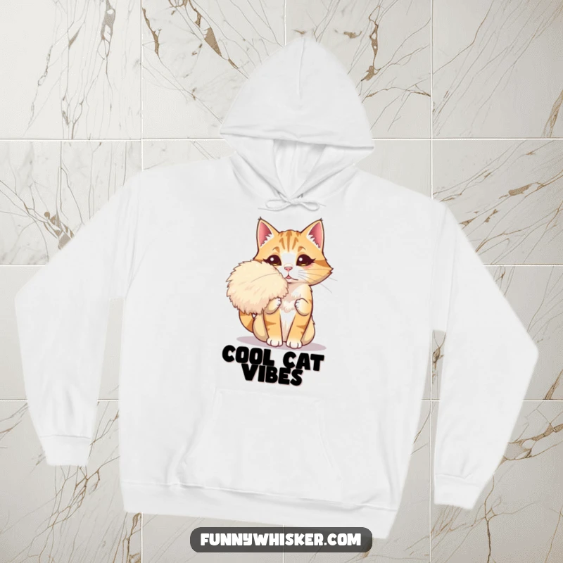 Funny hoodie with a dramatic cat fanning itself with a giant whisker, offering cozy humor and a statement design, perfect for gifts.