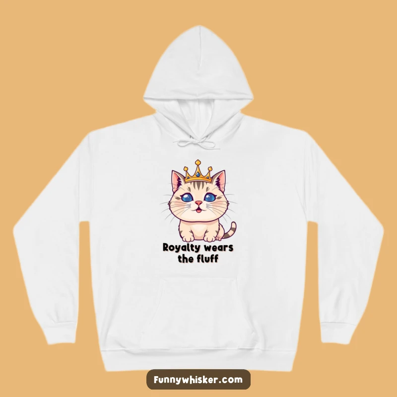 Funny Regal Cat Hoodie: Silly Whiskered Crown Sweatshirt, Cozy Funny Gift