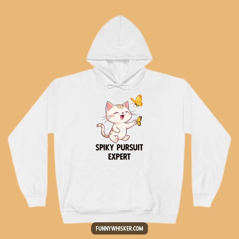 Funny Cat Hoodie: Cozy Spiky Whiskers Butterfly Chasing Warm Gift