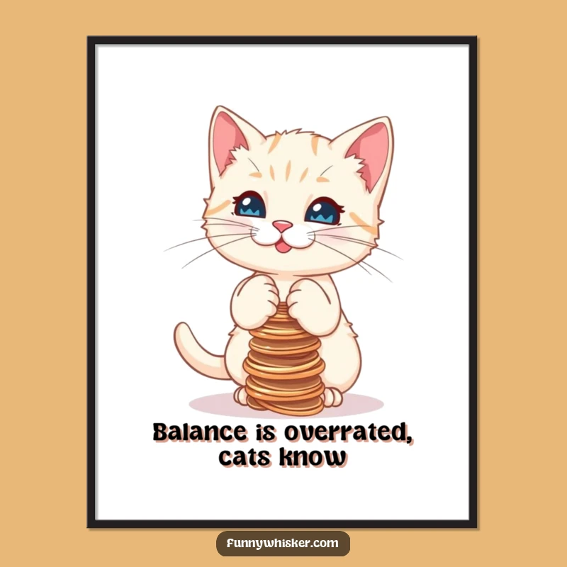 Funny Kitten Wall Art Free Printable: Wobbly Strings Hanging, Hilarious Decor Download