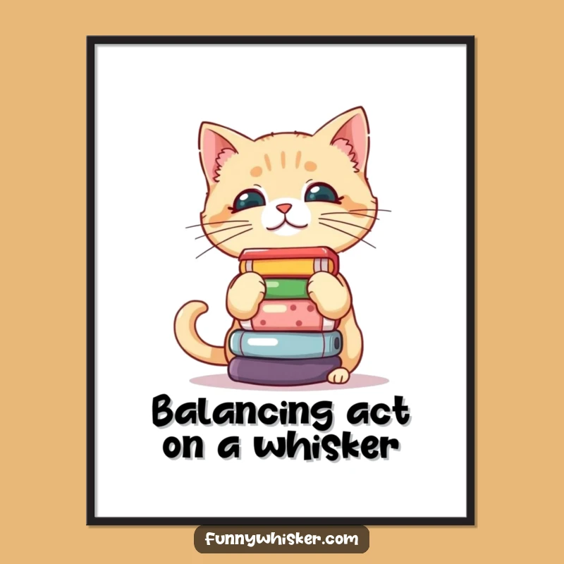 Funny Free Printable Wall Art: Cat Whiskers Balancing Objects Art