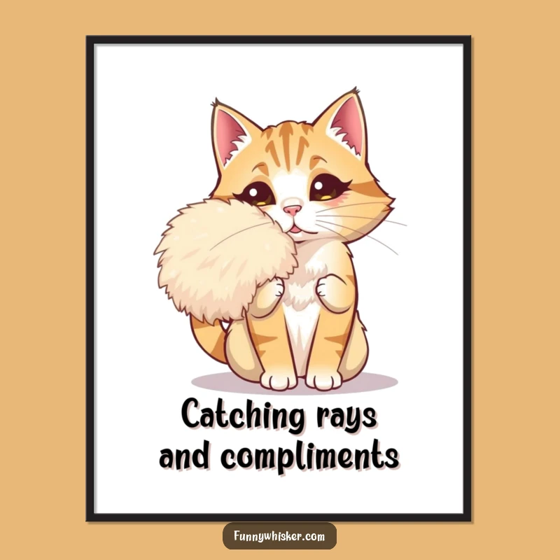 Free Printable Wall Art: Dramatic Cat Fanning Art, Chic Whisker Downloadable Decor