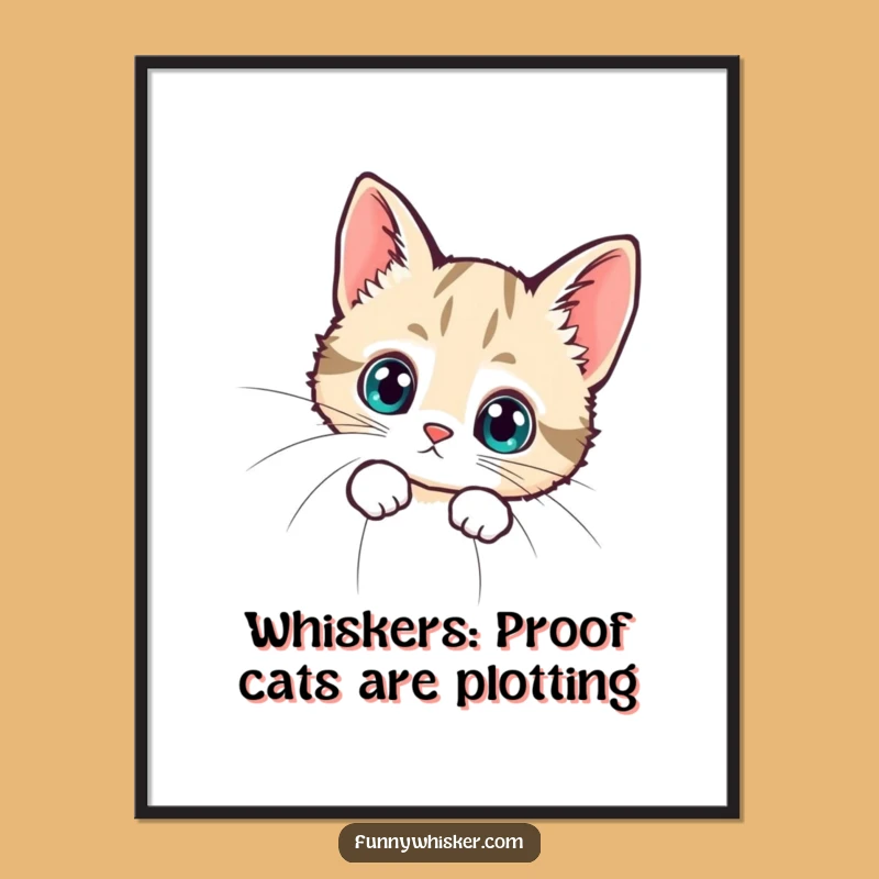 Free Printable Wall Art: Curious Whisker Cat - Funny Downloadable Home Decor