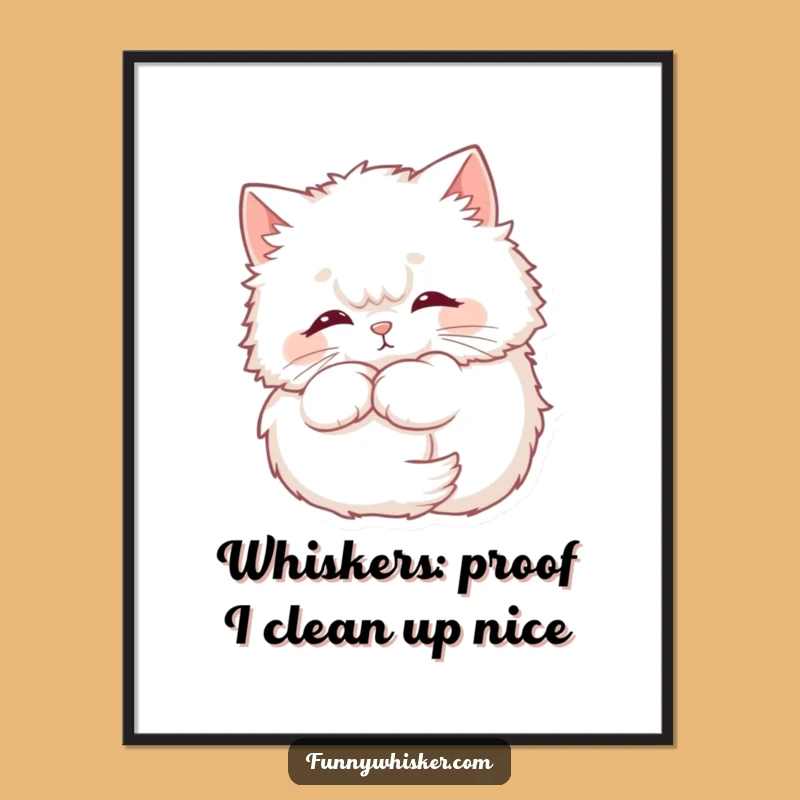 Free Printable Wall Art: Fluffy Cat Whiskers Halo - Funny Downloadable Home Decor