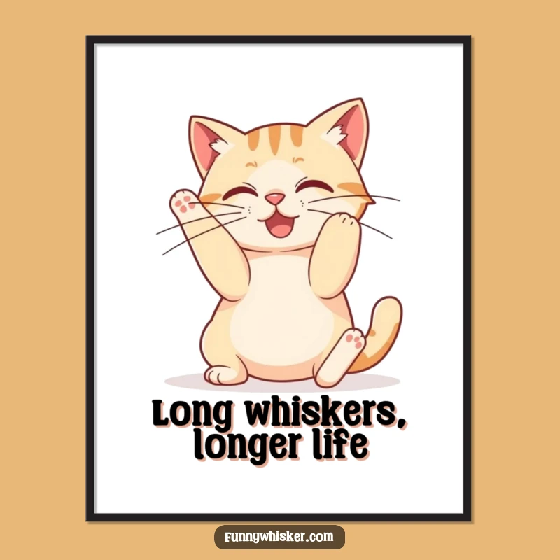 Free Printable Wall Art: Stretchy Cat with Long Whiskers, Funny Feline Decor