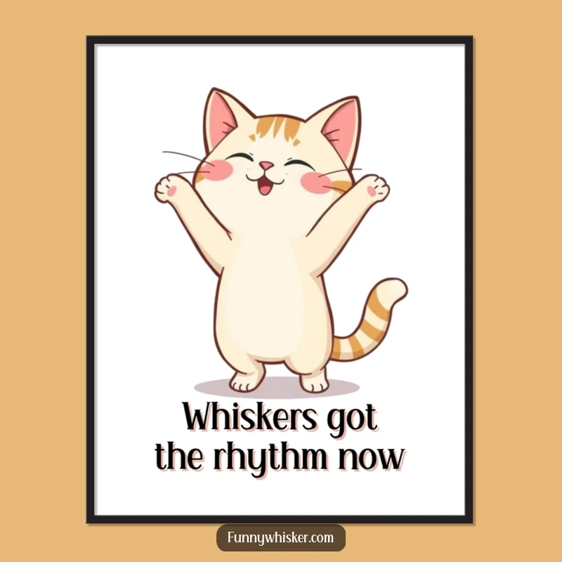Funny Free Printable Wall Art: Silly Dancing Cat Whiskers Art