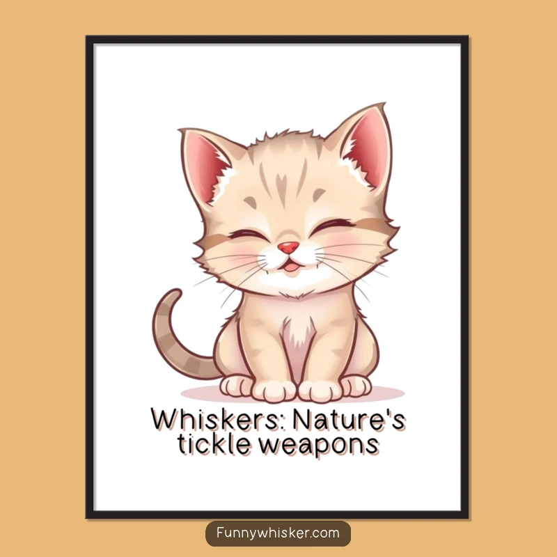 Funny Free Printable Wall Art: Whiskers Tickling Kitten Art, Downloadable Humor Decor