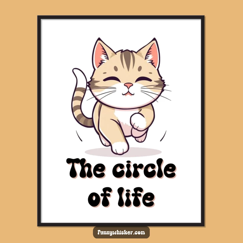 Funny Free Printable Wall Art: Cat Chasing Tail, Twitching Whiskers, Downloadable Art