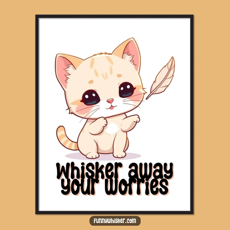 Funny Free Printable Wall Art: Tiny Cat Whiskers Playful Art - Downloadable Decor