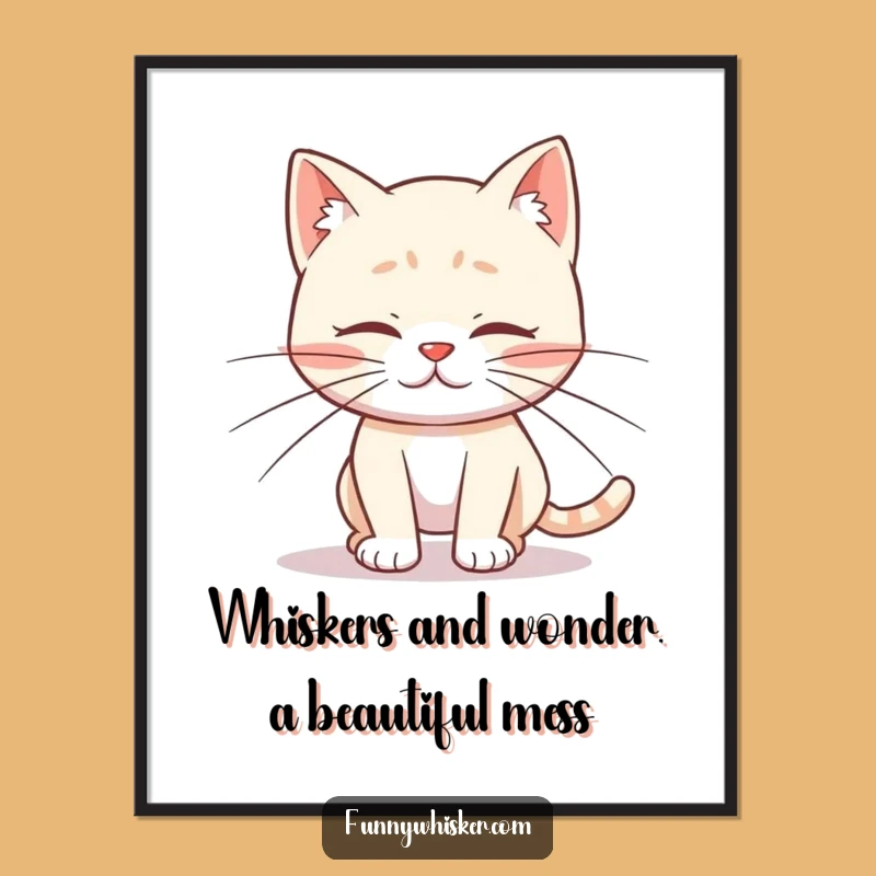 Funny Free Printable Wall Art: Clumsy Cat Humor, Quirky Decor, Downloadable Home Gift