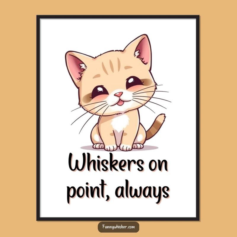 Free Printable Wall Art: Funny Cat Whiskers, Playful Feline Decor Download