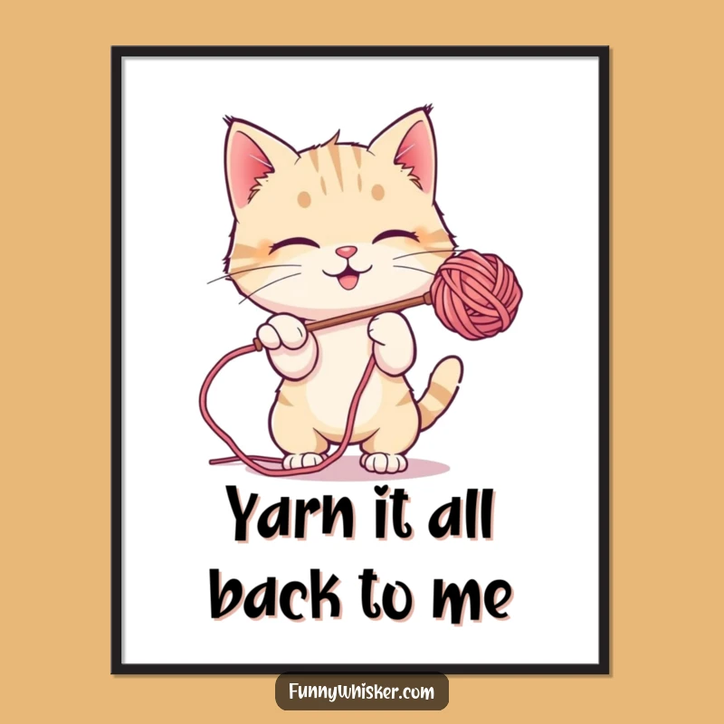 Free Printable Yarn Batting Cat Wall Art: Playful Feline Downloadable Decor