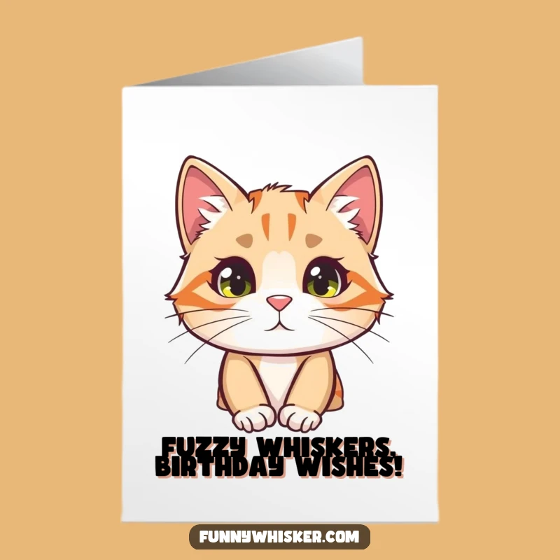 Free Printable Birthday Card: Curious Cat Whisker Peek Funny Downloadable Gift
