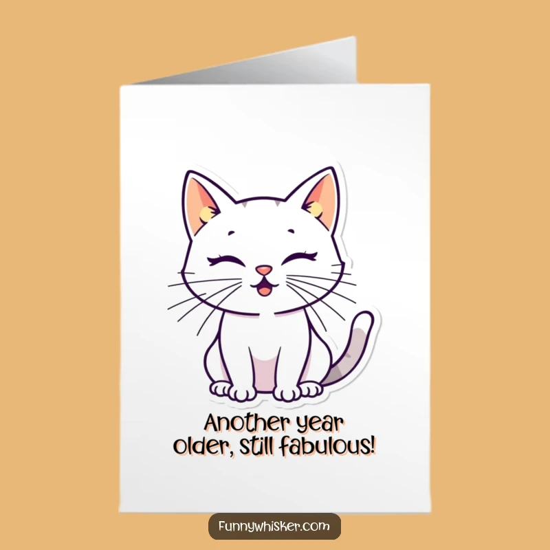 Free Printable Birthday Card: Energetic Cat Silhouette, Funny Downloadable Gift for Celebration!