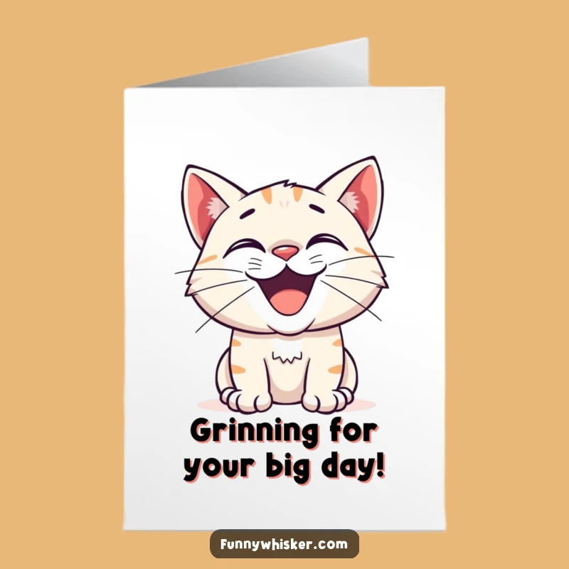 Free Printable Birthday Card: Excited Cat Grin, Funny Downloadable Gift