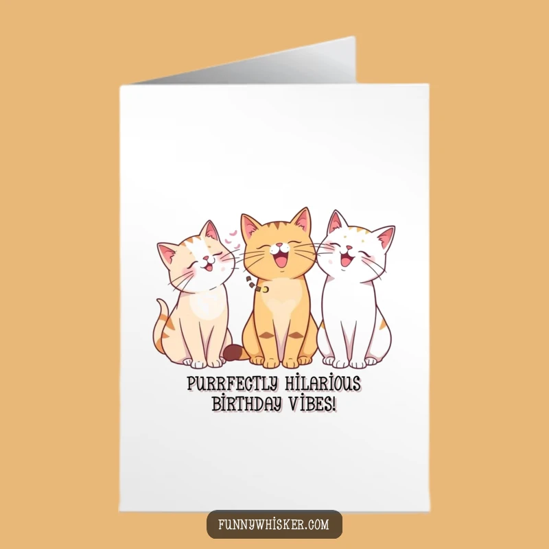 Funny Free Printable Birthday Card: Giggling Cats with Whisker Fun, Perfect Downloadable Gift