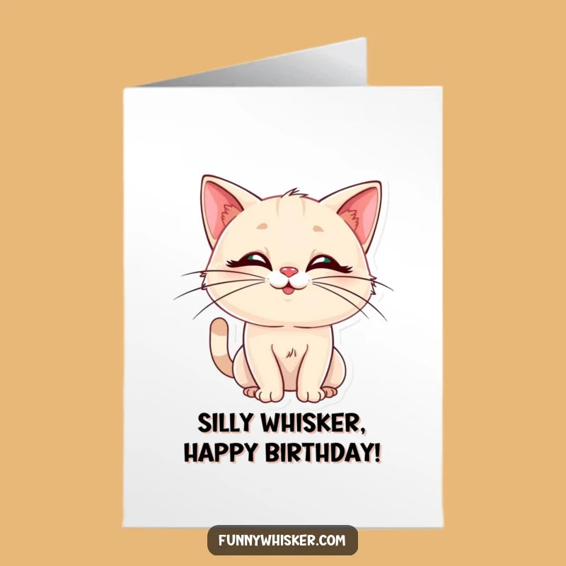 Funny Free Printable Birthday Card: Silly Cat Pose, Elegant Whiskers, Perfect Downloadable Gift