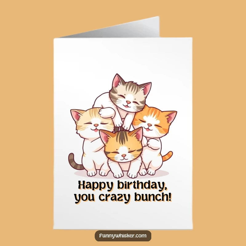 Free Printable Birthday Card: Topsy-Turvy Cats Funny Downloadable Gift