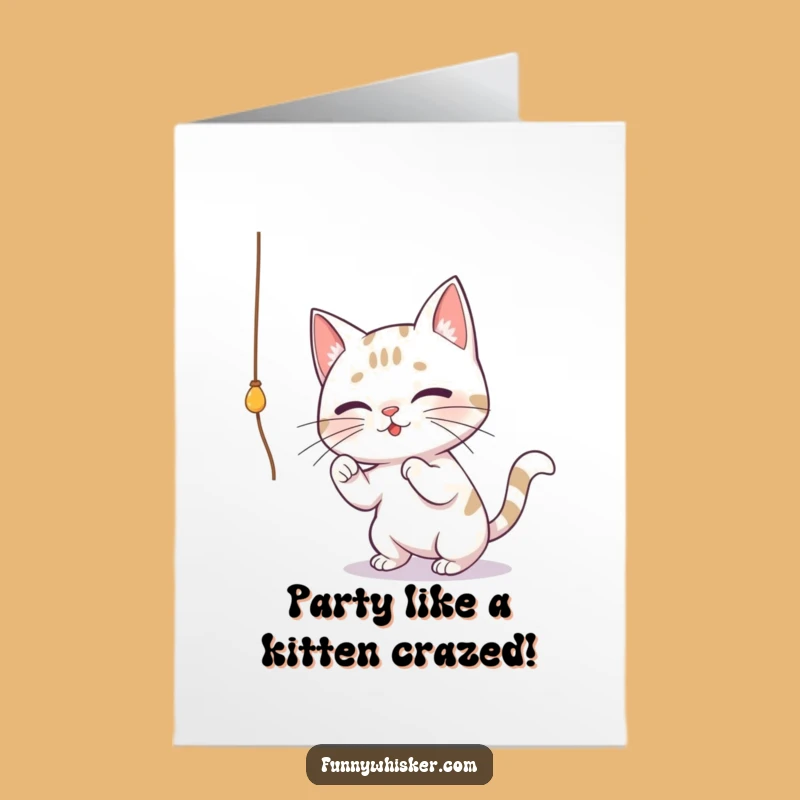 Free Printable Birthday Card: Whiskered Cat String Play, Funny Downloadable Gift