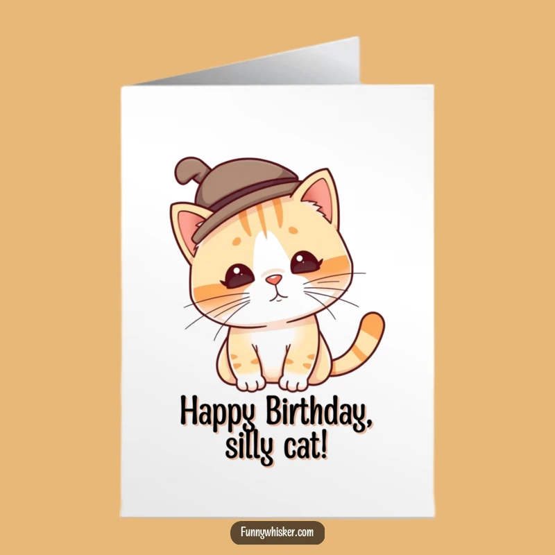 Silly Hat Cat: Free Printable Birthday Card for a Whimsical Downloadable Gift