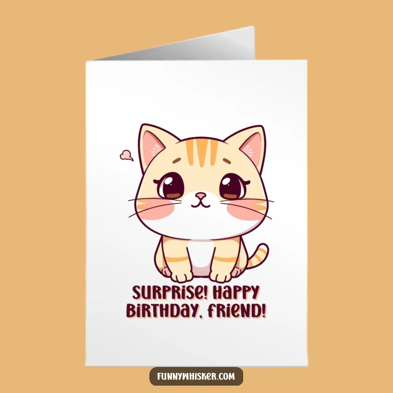 Surprised Cat Whiskers: Free Printable Birthday Card for a Funny Downloadable Gift