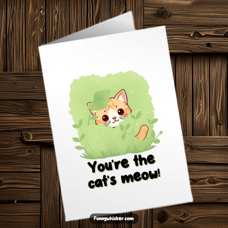 Funny Free Printable Congrats Card: A cat’s whiskers twitch as it peeks, silently congratulating a success.