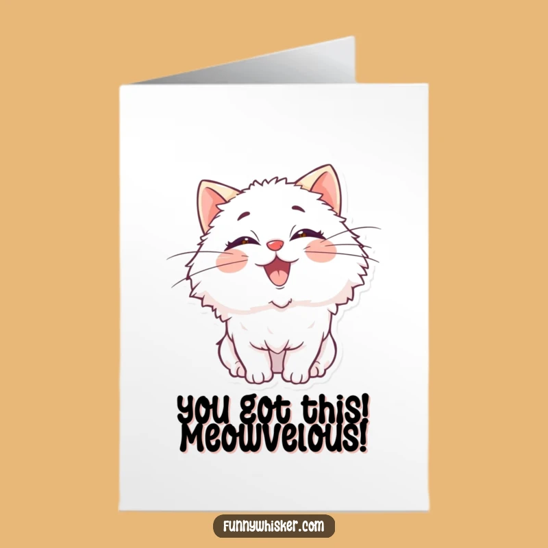 Free Printable Congrats Card: Delightful Wiggling Cat, Funny Whiskers, DIY Downloadable
