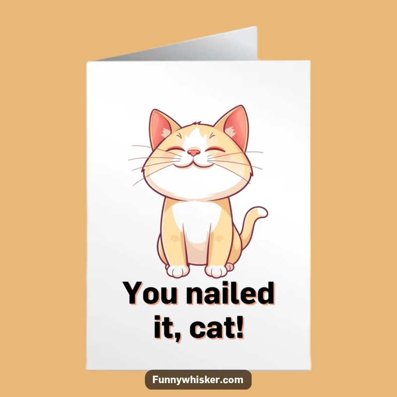 Free Printable Congrats Card: Joyful Cat Whisker Twitch! Humorous Downloadable Greeting for Big News