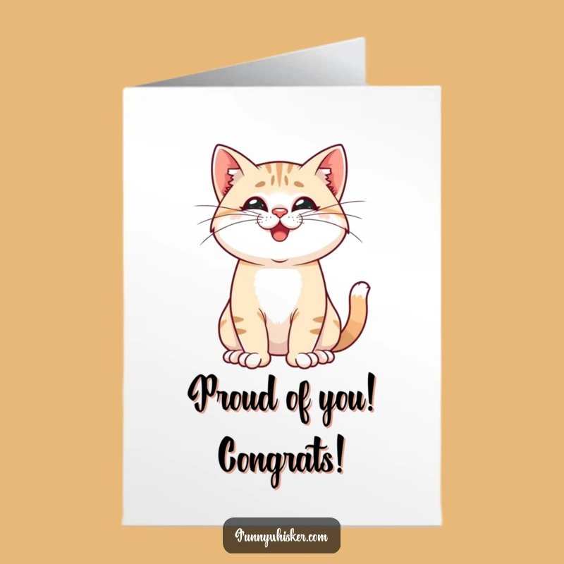 Free Printable Congrats Card: Proud Cat Pose, Playful Whisker Downloadable Achievement Gift