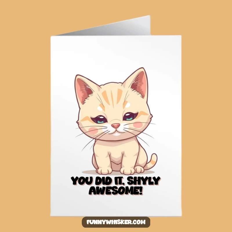 Free Printable Congrats Card: Shy Cat Whisker Support - Funny Downloadable Gift